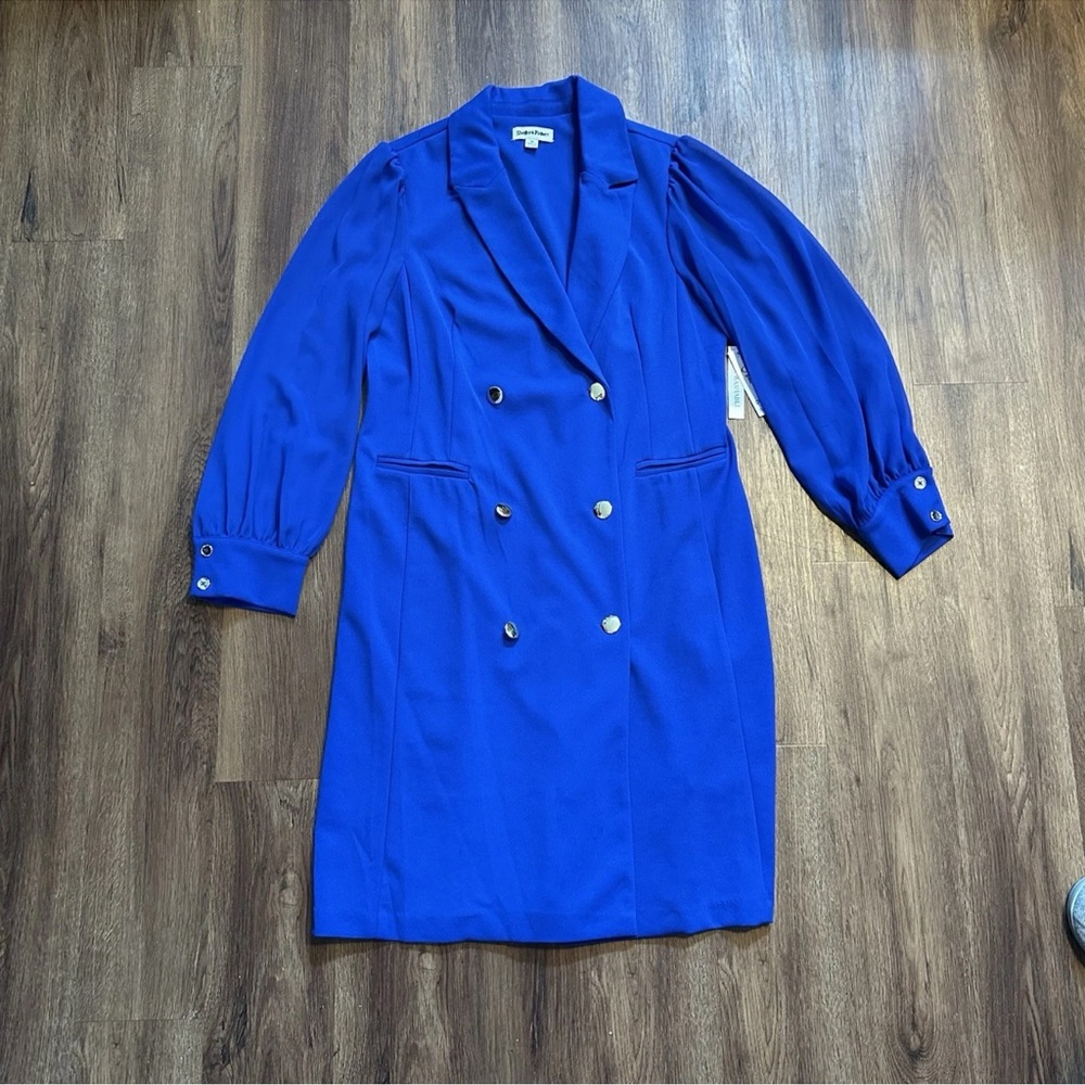 Shelby & Palmer Elegant Royal Blue Double-Breasted Women's Coat Dress Size 16